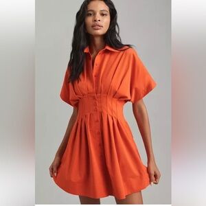 Exsquise Short-Sleeve Mini Shirt Dress